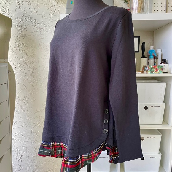 Loft Plaid Ruffle Top Size M NEW! - Picture 2 of 5